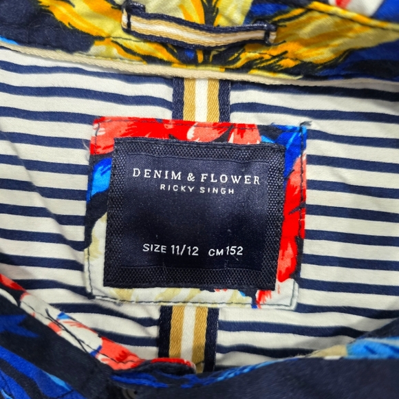 Denim & Flower Hawaiian Button-Up Kids Shirts [69] - Picture 9 of 14